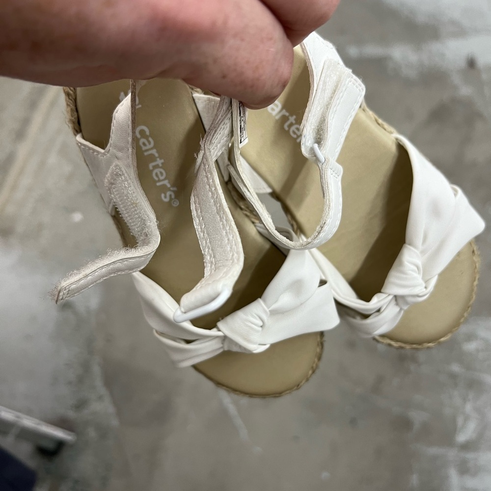 Carter's Cream Kids Sandals with Bow - Picture 1 of 5
